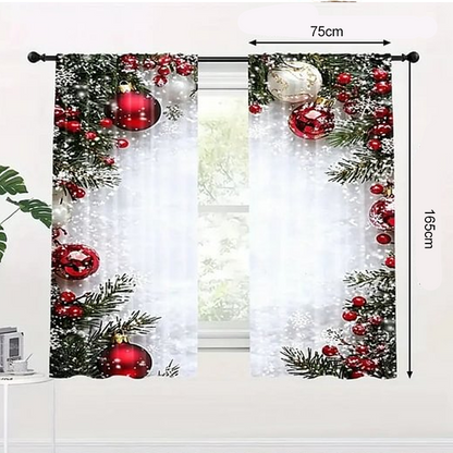 Weihnachts-Fenstervorhänge 2-teiliges Set für die Wohnungsdekoration
