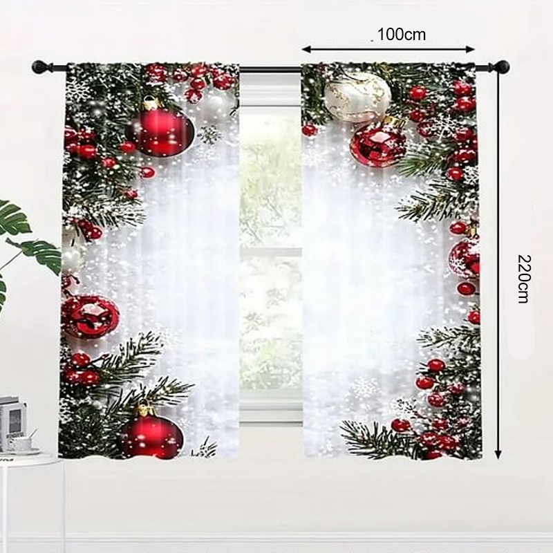 Weihnachts-Fenstervorhänge 2-teiliges Set für die Wohnungsdekoration
