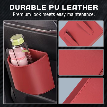 🥳HEISSER VERKAUF 2026🥳💞ÜBER 50.000 VERKAUFT!🚗🧺Getränkehalter aus Leder für die Autotür – Breite Öffnung, Getränke und Handy sind leicht zu erreichen. Sicherer Halt durch Clip-Befestigung. PU-Leder, robust und stilvoll. 🛡️✨
