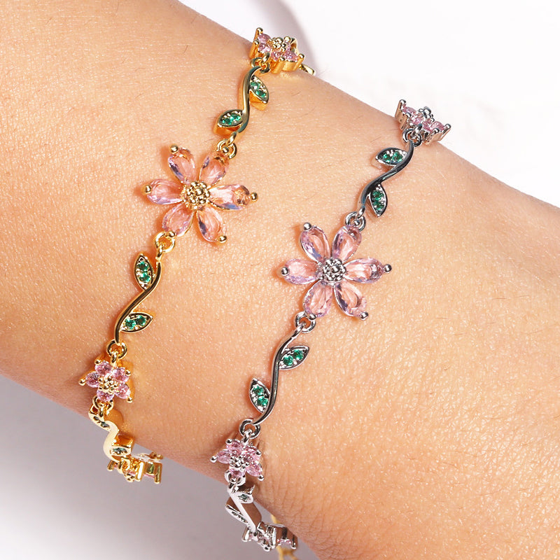 Fröhliches Neujahr! 50% auf alles 🎊⏰Damenarmband mit Kirschblüten-Strass🌸