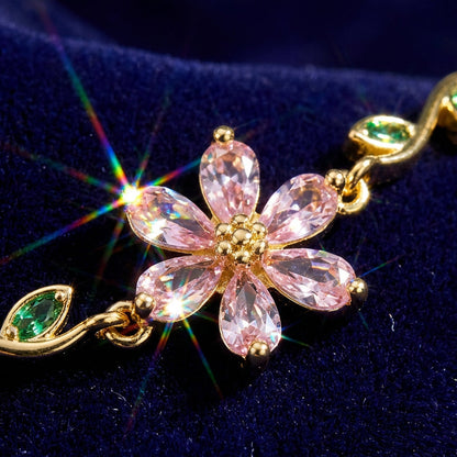 Fröhliches Neujahr! 50% auf alles 🎊⏰Damenarmband mit Kirschblüten-Strass🌸