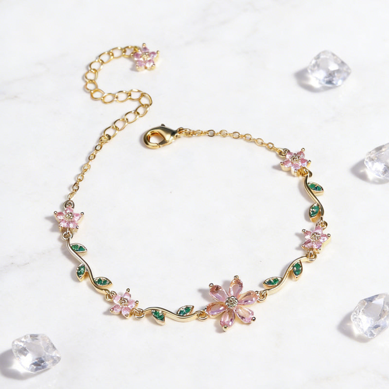 Fröhliches Neujahr! 50% auf alles 🎊⏰Damenarmband mit Kirschblüten-Strass🌸