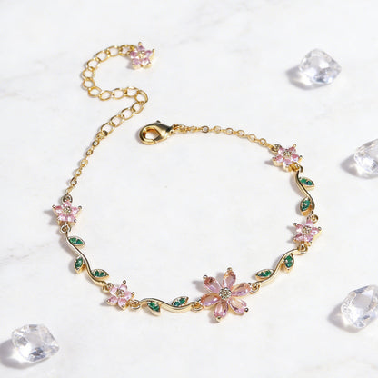 Fröhliches Neujahr! 50% auf alles 🎊⏰Damenarmband mit Kirschblüten-Strass🌸