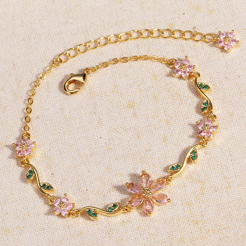 Fröhliches Neujahr! 50% auf alles 🎊⏰Damenarmband mit Kirschblüten-Strass🌸