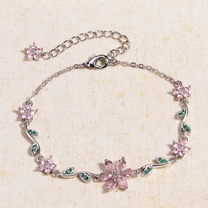 Fröhliches Neujahr! 50% auf alles 🎊⏰Damenarmband mit Kirschblüten-Strass🌸