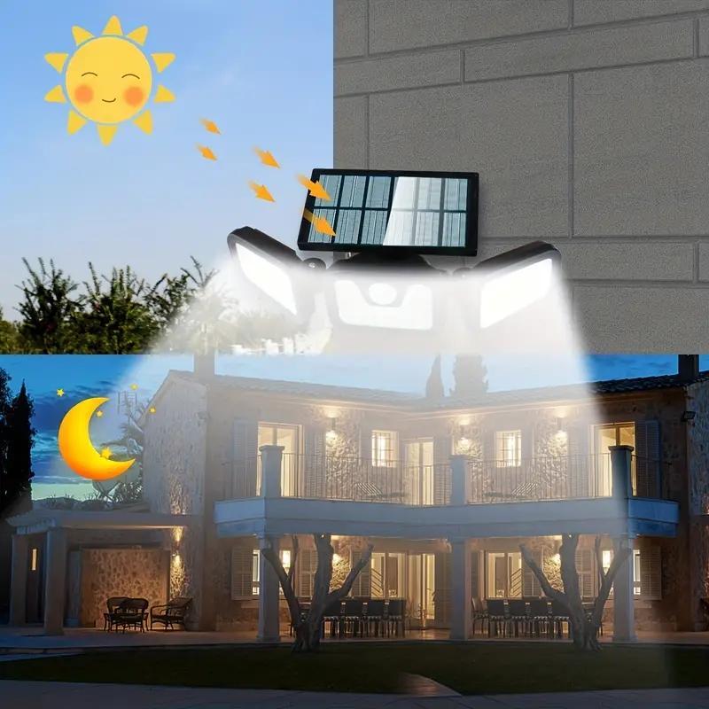 Solarbetriebene 3-flammige Wandleuchte mit Sensorfunktion