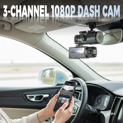 🚗💡 3-Kanal-Fahrkamera: Kabellose 1080P HD mit Infrarot-Nachtsicht & 24h Parküberwachung – Volle Kontrolle, Tag und Nacht! 📹🛡️