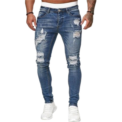 👖50 % RABATT! 🔥 Stylische Skinny Jeans im Used-Look für Herren – Schmale, zulaufende Passform, atmungsaktive Baumwolle & lässige Risse