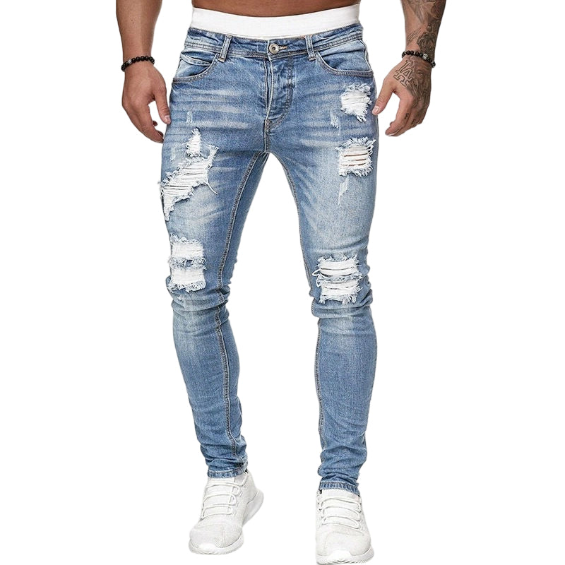 👖50 % RABATT! 🔥 Stylische Skinny Jeans im Used-Look für Herren – Schmale, zulaufende Passform, atmungsaktive Baumwolle & lässige Risse