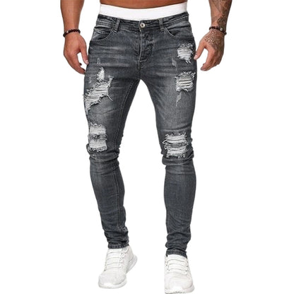 👖50 % RABATT! 🔥 Stylische Skinny Jeans im Used-Look für Herren – Schmale, zulaufende Passform, atmungsaktive Baumwolle & lässige Risse