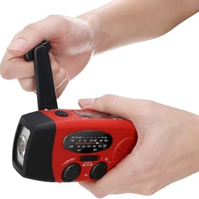 ⏳ Solar-Kurbelradio mit AM/FM-Empfang – 3-LED-Taschenlampe, USB-Notladefunktion und 600-mAh-Akku-Gcom