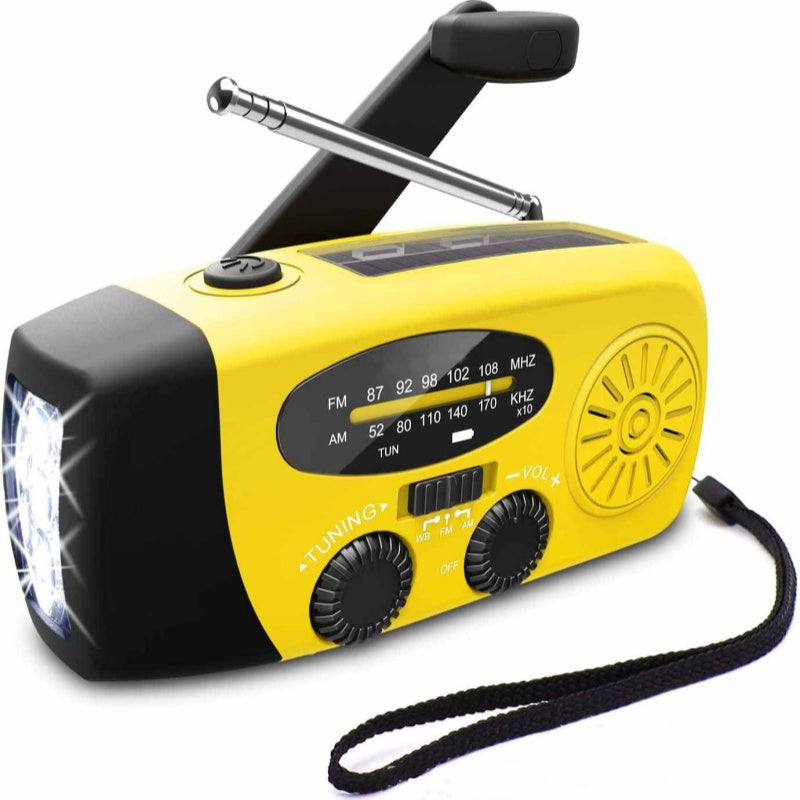 ⏳ Solar-Kurbelradio mit AM/FM-Empfang – 3-LED-Taschenlampe, USB-Notladefunktion und 600-mAh-Akku-Gcom
