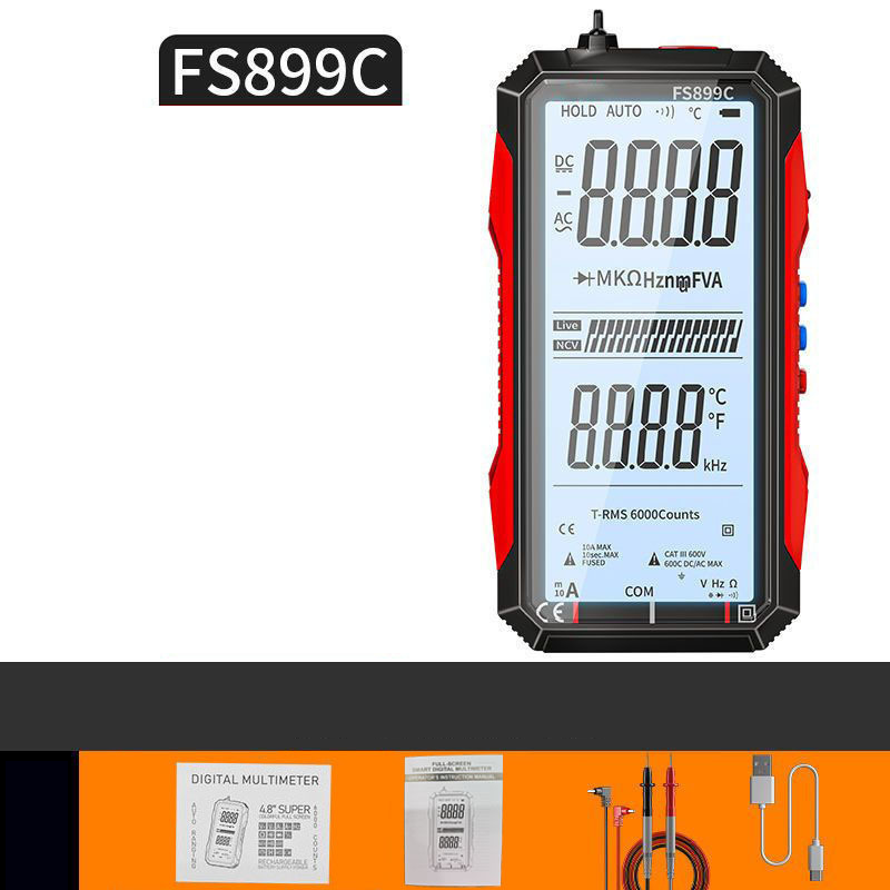 ⏰ Jetzt nur 50 % Rabatt! ⏰ USB-wiederaufladbares Digitalmultimeter – Echter Effektivwert, automatische Bereichswahl und hintergrundbeleuchtetes LCD-Display, CAT III 1000 V 🛡️