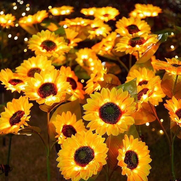 🌻✨ Lebensechte Blüten, IP65 wasserdicht & automatische Dämmerungssensor (8-12h Leuchtdauer)