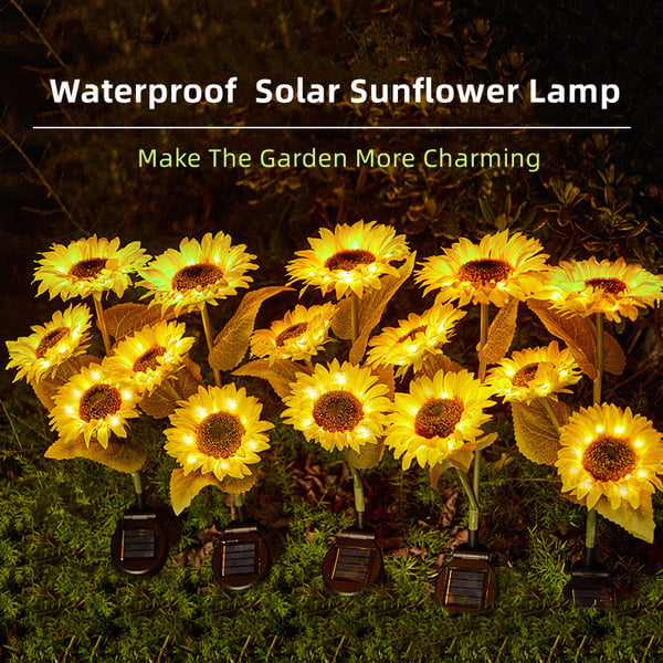 🌻✨ Lebensechte Blüten, IP65 wasserdicht & automatische Dämmerungssensor (8-12h Leuchtdauer)