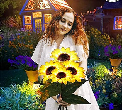 🌻✨ Lebensechte Blüten, IP65 wasserdicht & automatische Dämmerungssensor (8-12h Leuchtdauer)