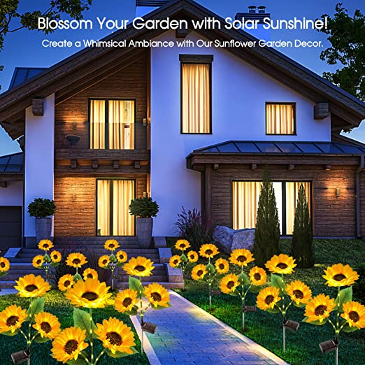 🌻✨ Lebensechte Blüten, IP65 wasserdicht & automatische Dämmerungssensor (8-12h Leuchtdauer)