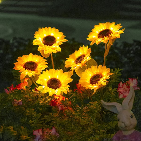 🌻✨ Lebensechte Blüten, IP65 wasserdicht & automatische Dämmerungssensor (8-12h Leuchtdauer)