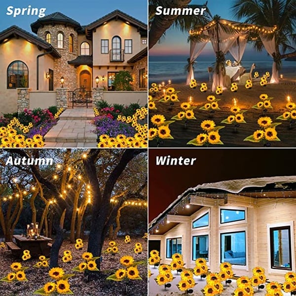 🌻✨ Lebensechte Blüten, IP65 wasserdicht & automatische Dämmerungssensor (8-12h Leuchtdauer)
