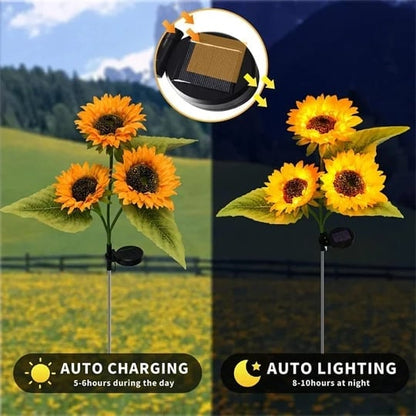 🌻✨ Lebensechte Blüten, IP65 wasserdicht & automatische Dämmerungssensor (8-12h Leuchtdauer)