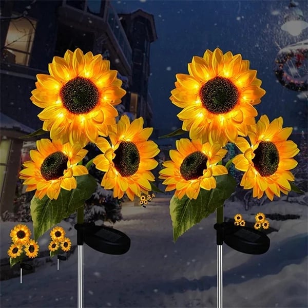 🌻✨ Lebensechte Blüten, IP65 wasserdicht & automatische Dämmerungssensor (8-12h Leuchtdauer)