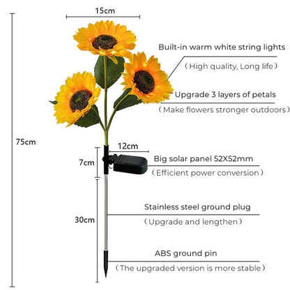 🌻✨ Lebensechte Blüten, IP65 wasserdicht & automatische Dämmerungssensor (8-12h Leuchtdauer)