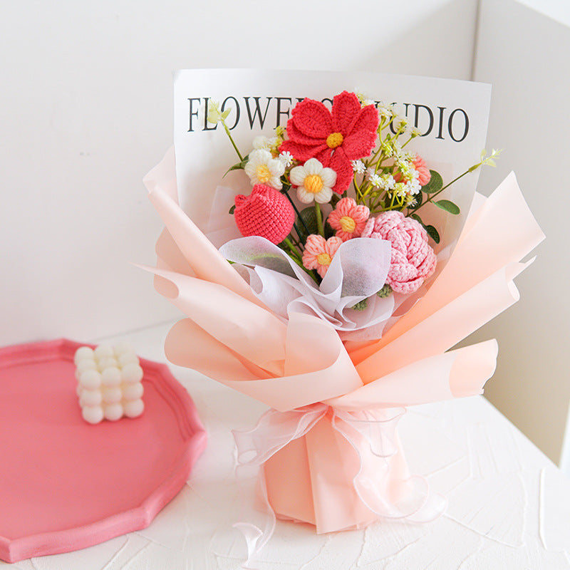 🌸50 % Rabatt! 🎉 Handgefertigter exquisiter Häkelstrauß – nur zum Muttertag, naturgetreues Design, langlebig und perfekte Heimdekoration/Geschenk ✨
