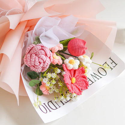 🌸50 % Rabatt! 🎉 Handgefertigter exquisiter Häkelstrauß – nur zum Muttertag, naturgetreues Design, langlebig und perfekte Heimdekoration/Geschenk ✨