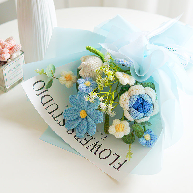 🌸50 % Rabatt! 🎉 Handgefertigter exquisiter Häkelstrauß – nur zum Muttertag, naturgetreues Design, langlebig und perfekte Heimdekoration/Geschenk ✨