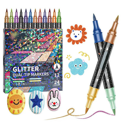 ✨96-Farben Dual-Tip Glitzer-Marker Set – Glitter & Fine Tip, Lebendige Farben & Perfekt Für Kunst, Basteln & Handlettering 🖌️