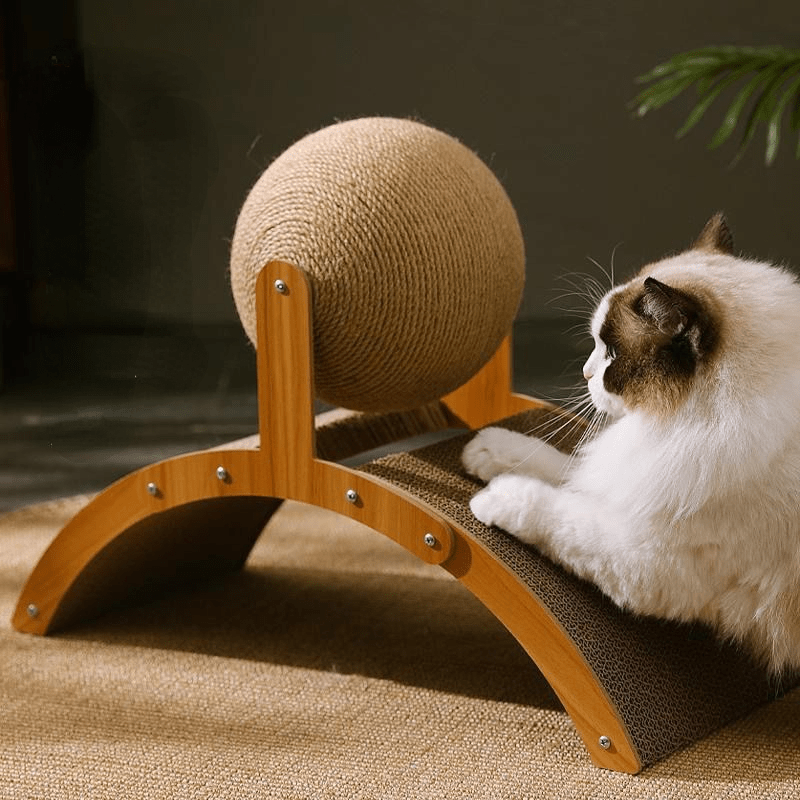 🐱 🧶 Natürlicher Sisal-Kratzball mit Kartonunterlage – Befriedigt den Kratztrieb, Schont Möbel & Für jede Katze 🎉