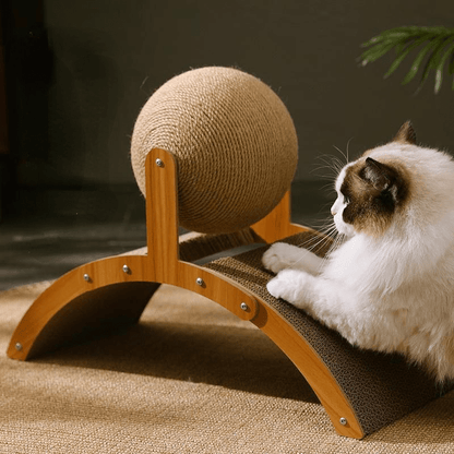 🐱 🧶 Natürlicher Sisal-Kratzball mit Kartonunterlage – Befriedigt den Kratztrieb, Schont Möbel & Für jede Katze 🎉
