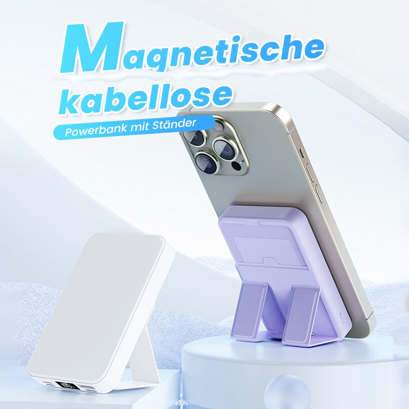 🔋50 % Rabatt! Kabellose magnetische Powerbank mit 10.000 mAh und integriertem Ständer – Lädt bis zu 3 Geräte gleichzeitig mit einer Ausgangsleistung von 15 W bzw. 22,5 W ⚡📱