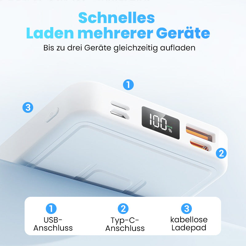 🔋50 % Rabatt! Kabellose magnetische Powerbank mit 10.000 mAh und integriertem Ständer – Lädt bis zu 3 Geräte gleichzeitig mit einer Ausgangsleistung von 15 W bzw. 22,5 W ⚡📱