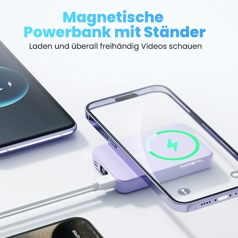 🔋50 % Rabatt! Kabellose magnetische Powerbank mit 10.000 mAh und integriertem Ständer – Lädt bis zu 3 Geräte gleichzeitig mit einer Ausgangsleistung von 15 W bzw. 22,5 W ⚡📱