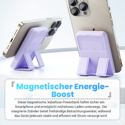 🔋50 % Rabatt! Kabellose magnetische Powerbank mit 10.000 mAh und integriertem Ständer – Lädt bis zu 3 Geräte gleichzeitig mit einer Ausgangsleistung von 15 W bzw. 22,5 W ⚡📱