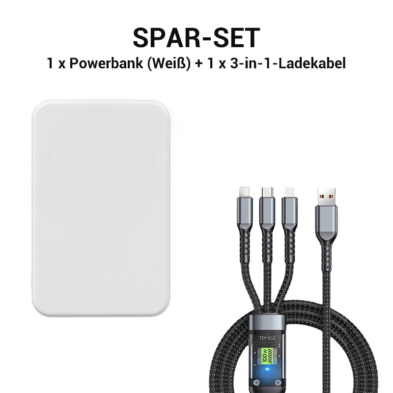 🔋50 % Rabatt! Kabellose magnetische Powerbank mit 10.000 mAh und integriertem Ständer – Lädt bis zu 3 Geräte gleichzeitig mit einer Ausgangsleistung von 15 W bzw. 22,5 W ⚡📱