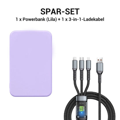 🔋50 % Rabatt! Kabellose magnetische Powerbank mit 10.000 mAh und integriertem Ständer – Lädt bis zu 3 Geräte gleichzeitig mit einer Ausgangsleistung von 15 W bzw. 22,5 W ⚡📱