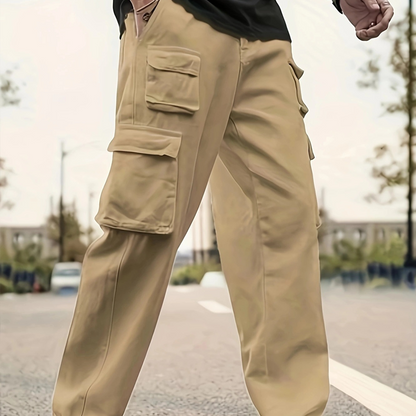 Herren Cargo-Hosen mit mehreren Taschen & Geradem Bein