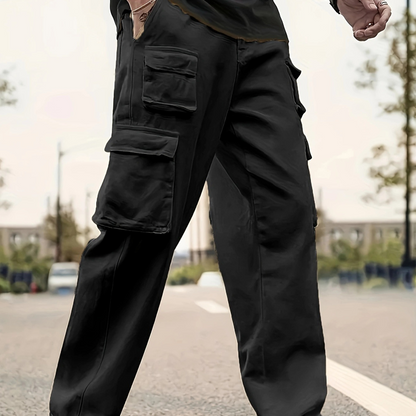 Herren Cargo-Hosen mit mehreren Taschen & Geradem Bein