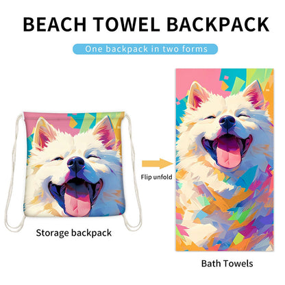 2-in-1 bedruckter Strandtuch-Rucksack