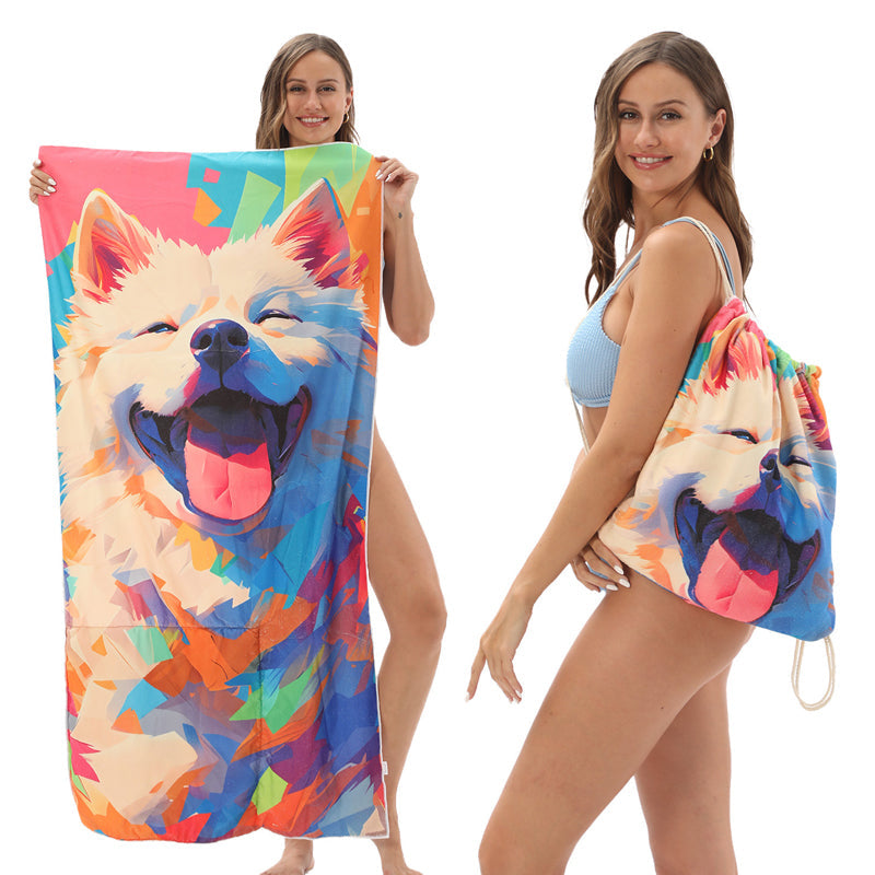 2-in-1 bedruckter Strandtuch-Rucksack
