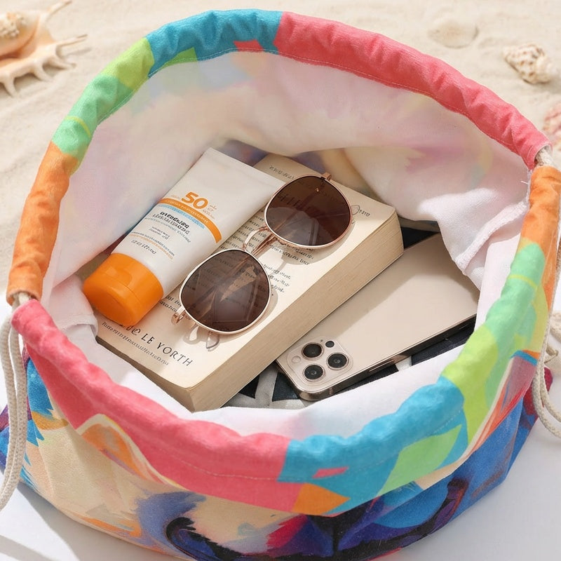 2-in-1 bedruckter Strandtuch-Rucksack