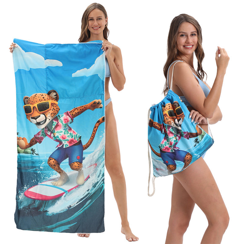 2-in-1 bedruckter Strandtuch-Rucksack