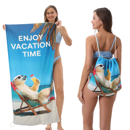 2-in-1 bedruckter Strandtuch-Rucksack