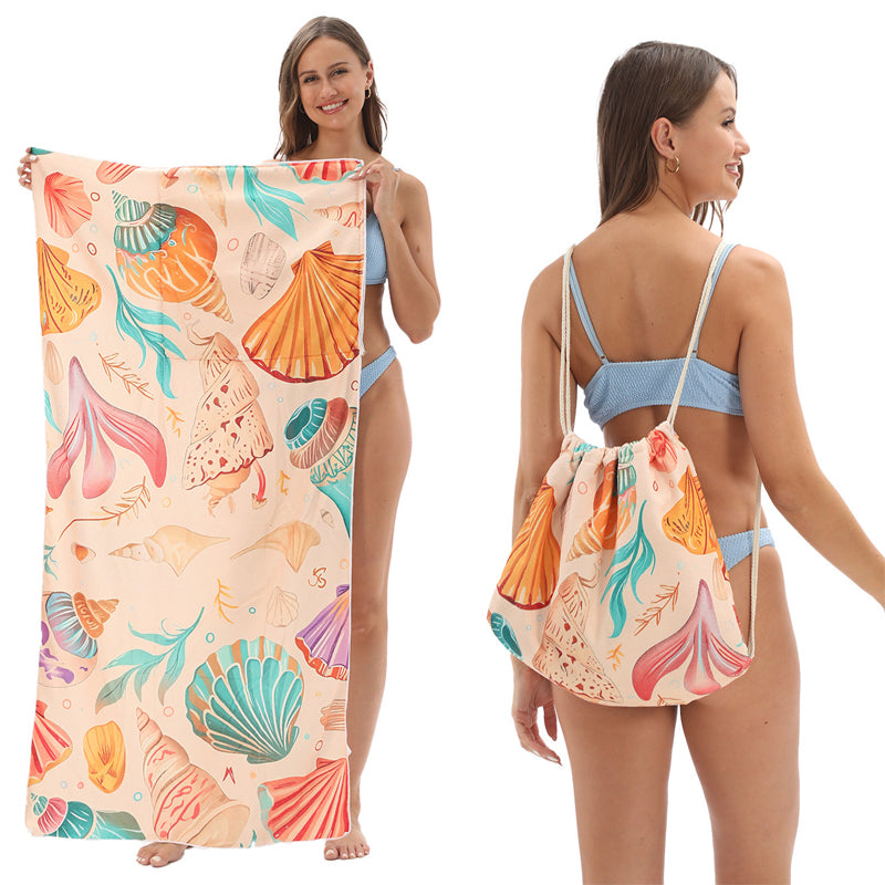 2-in-1 bedruckter Strandtuch-Rucksack