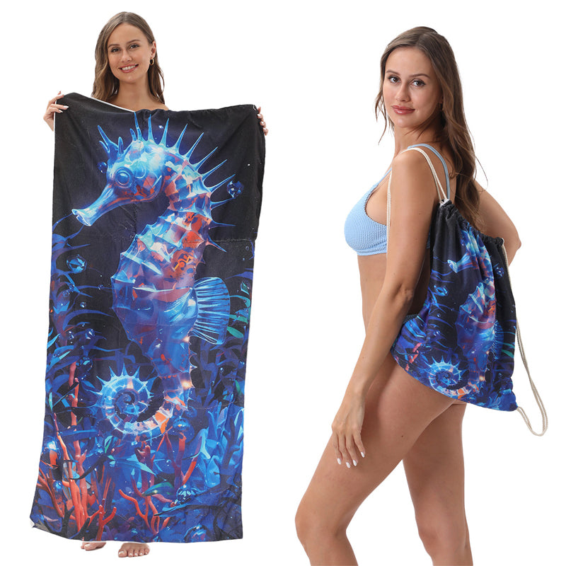 2-in-1 bedruckter Strandtuch-Rucksack