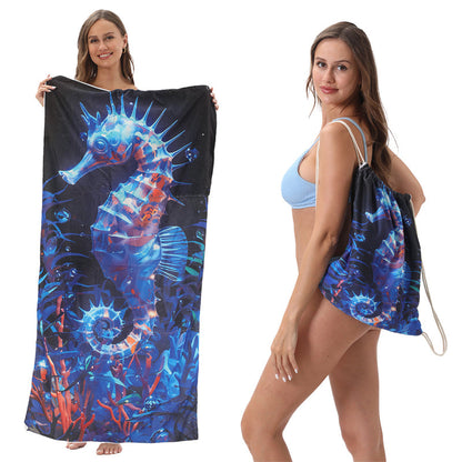 2-in-1 bedruckter Strandtuch-Rucksack