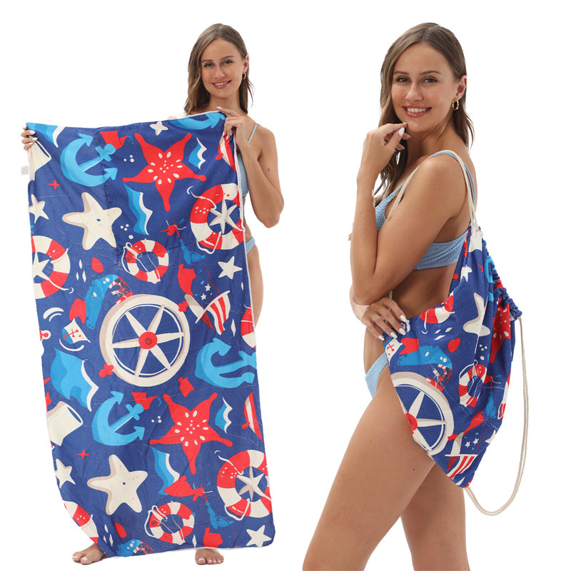 2-in-1 bedruckter Strandtuch-Rucksack