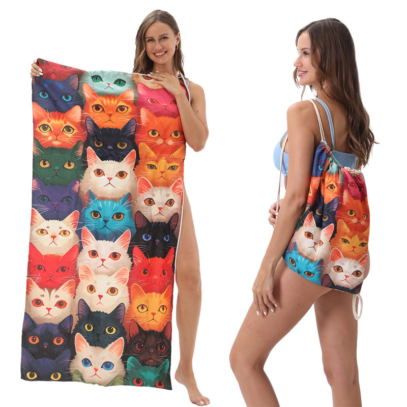 2-in-1 bedruckter Strandtuch-Rucksack